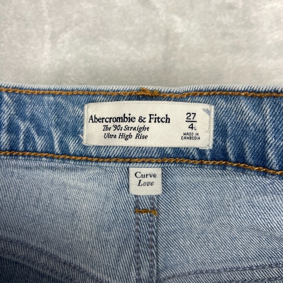 Abercrombie & Fitch Curve Love Jeans Womens 4/27 Blue Ultra High Rise Straight - Picture 7 of 9